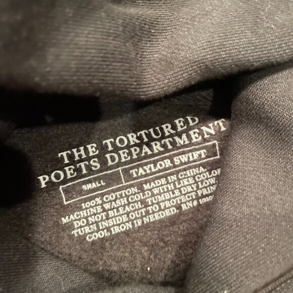 Taylor Swift Tortured Poets Hoodie Womens Small Black Spotify Exclusive Pullover - Picture 4 of 12